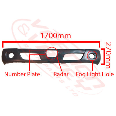 8187290-10 - FRONT BUMPER - NARROW - W/FOG LAMP - 2018- - BLACK - HINO DUTRO 2018-