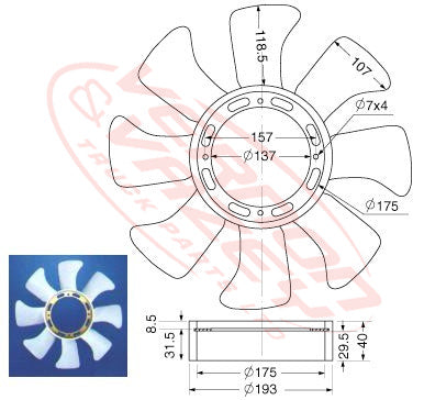 IS-FAN-4JG2 - FAN BLADE - 8 BLADE - 430MM - ISUZU 4JG2