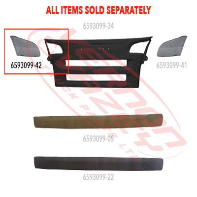 6593099-42 - GRILLE - UPPER - SIDE MESH INSERT - L/H - P TYPE - SCANIA P TRUCK - 2003-